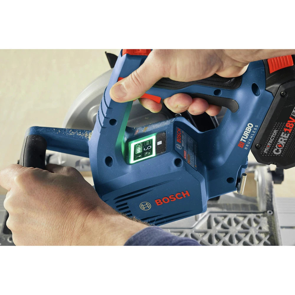 Bosch GKS18V-25GCB14 PROFACTOR 18V Cordless 7-1/4 In. Circular Saw Kit With BiTurbo Brushless Technology And Track Compatibility Kit With (1) 8 Ah Battery 12 Bosch GKS18V-25GCB14 PROFACTOR 18V Cordless 7-1/4 In. Circular Saw Kit With BiTurbo Brushless Technology And Track Compatibility Kit With (1) 8 Ah Battery - Image 12