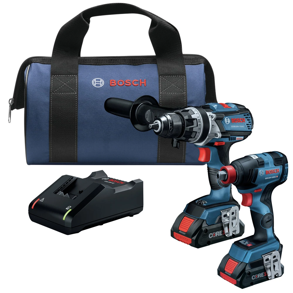 Bosch GXL18V-224B25 18V 2-Tool 1/2 in. Hammer Drill Driver and 2-in-1 Impact Driver Combo Kit with (2) CORE18V 4.0 Ah Lithium-Ion Batteries Bosch GXL18V-224B25 18V 2-Tool 1/2 In. Hammer Drill Driver And 2-in-1 Impact Driver Combo Kit With (2) CORE18V 4.0 Ah Lithium-Ion Batteries -Bosch shop bshngxl18v 224b25