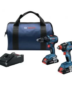 Bosch GXL18V-233B25 18V Freak 1/4 In. And 1/2 In. Two-in-One Bit/Socket Impact Driver And 1/2 In. Hammer Drill Driver Combo Kit (4 Ah)