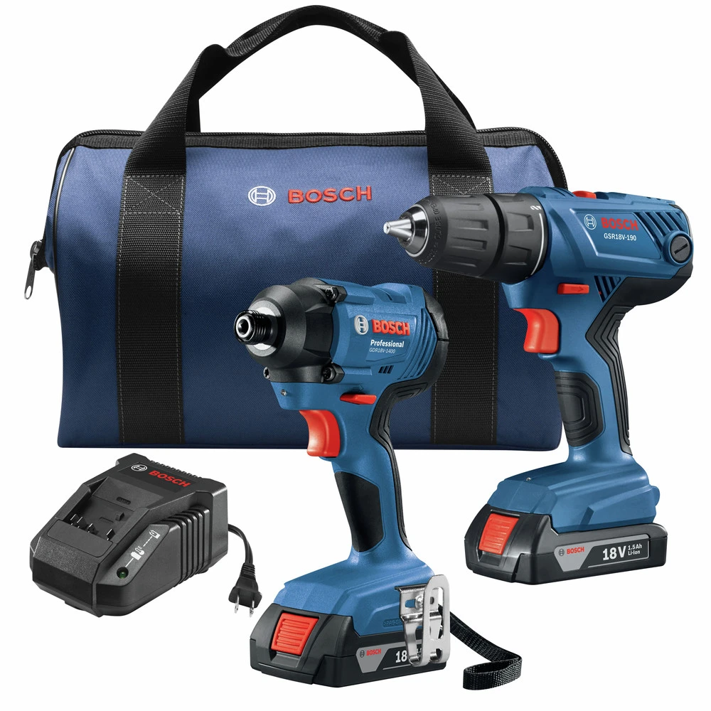 Bosch GXL18V-26B22 18V 2-Tool Combo Kit With 1/2 In. Compact Drill/Driver And 1/4 In. Hex Impact Driver 1 Bosch GXL18V-26B22 18V 2-Tool Combo Kit With 1/2 In. Compact Drill/Driver And 1/4 In. Hex Impact Driver