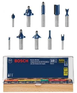 Bosch RBS010 All-Purpose Professional Carbide-Tipped 10-Piece Router Bit Set