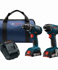 Factory Reconditioned Bosch CLPK237A-181-RT 18V 4.0 Ah Cordless Lithium-Ion Hammer Drill And Impact Driver Combo Kit