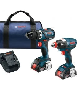 Factory Reconditioned Bosch CLPK238-181-RT 18V 2.0 Ah Cordless Lithium-Ion EC Brushless Impact Driver And Drill Driver Combo Kit