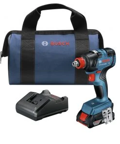 Factory Reconditioned Bosch GDX18V-1800B12-RT 18V EC Brushless Lithium-Ion 1/4 In. And 1/2 In. Cordless 2-in-1 Bit/Socket Impact Driver Kit (2 Ah)