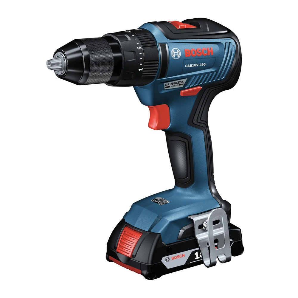 Factory Reconditioned Bosch GSB18V-490B12-RT 18V EC Brushless Lithium-Ion 1/2 In. Cordless Hammer Drill Driver Kit (2 Ah) 2 Factory Reconditioned Bosch GSB18V-490B12-RT 18V EC Brushless Lithium-Ion 1/2 In. Cordless Hammer Drill Driver Kit (2 Ah) - Image 2