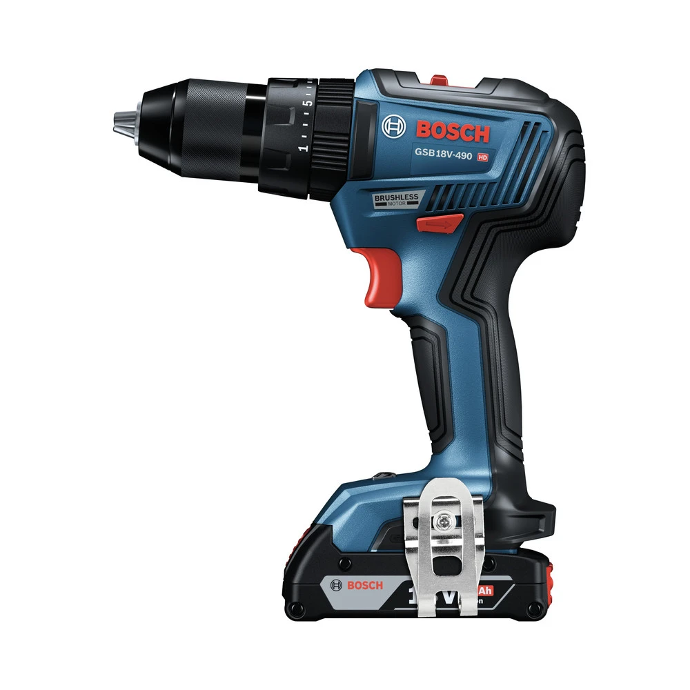 Factory Reconditioned Bosch GSB18V-490B12-RT 18V EC Brushless Lithium-Ion 1/2 In. Cordless Hammer Drill Driver Kit (2 Ah) 3 Factory Reconditioned Bosch GSB18V-490B12-RT 18V EC Brushless Lithium-Ion 1/2 In. Cordless Hammer Drill Driver Kit (2 Ah) - Image 3