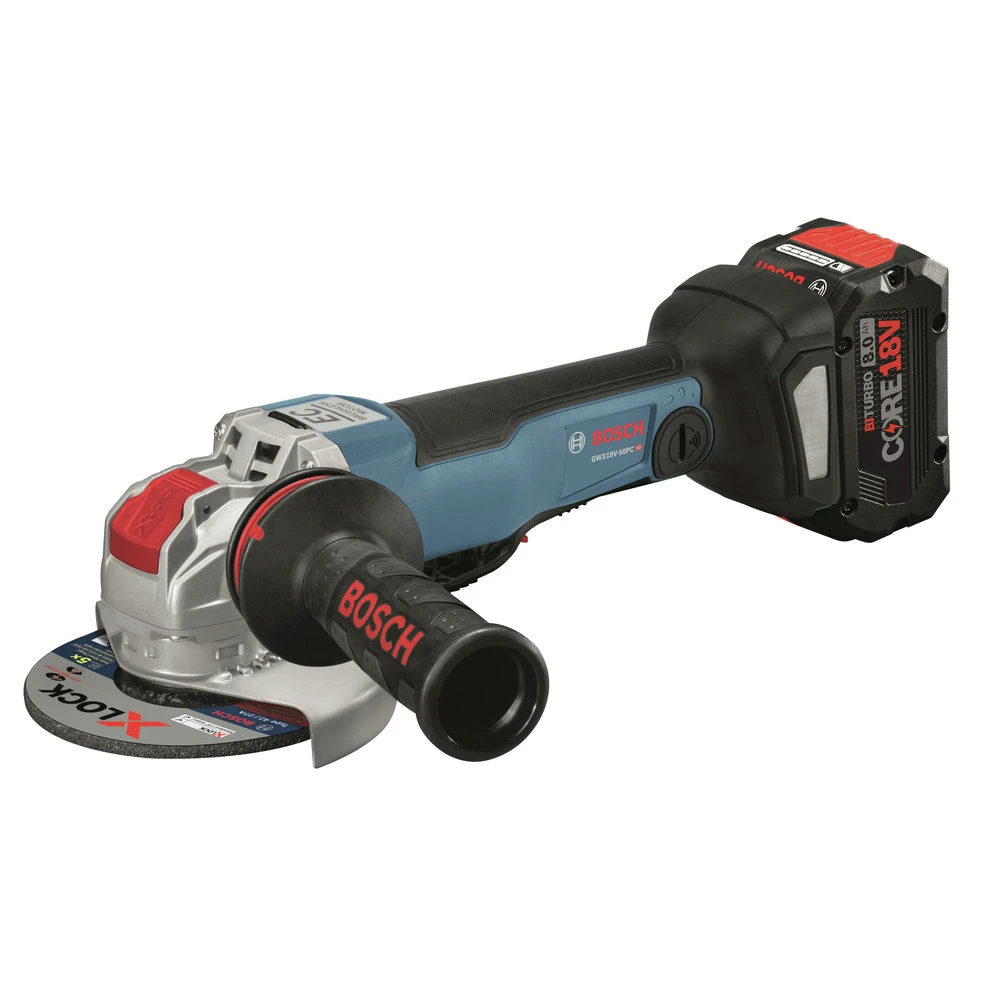 Factory Reconditioned Bosch GWX18V-50PCB14-RT 18V X-LOCK Brushless Lithium-Ion 4-1/2 - 5 in. Cordless Angle Grinder Kit (8 Ah) Factory Reconditioned Bosch GWX18V-50PCB14-RT 18V X-LOCK Brushless Lithium-Ion 4-1/2 - 5 In. Cordless Angle Grinder Kit (8 Ah) -Bosch shop bshrgwx18v 50pcb14 rt a