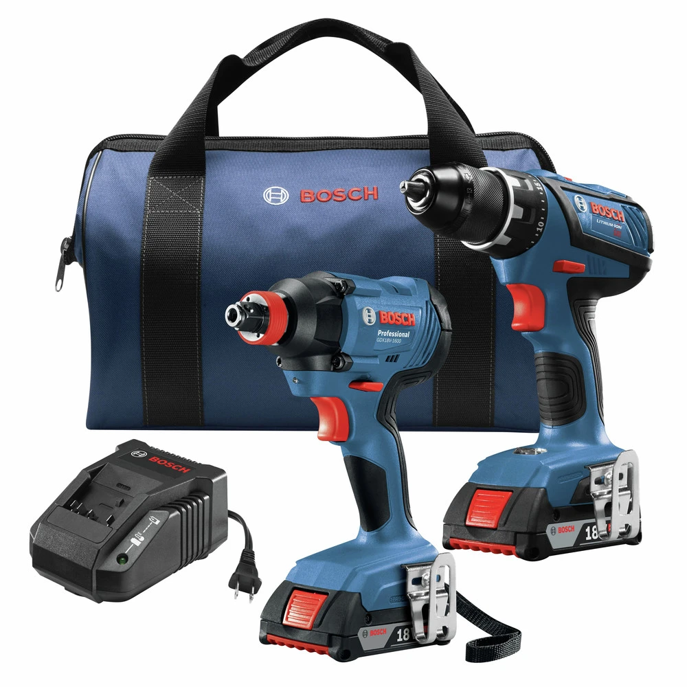 Factory Reconditioned Bosch GXL18V-232B22-RT 18V Compact Tough Lithium-Ion 1/2 In. Cordless Drill Driver / 1/4 In. And 1/2 In. 2-in-1 Bit/Socket Impact Driver Combo Kit (2 Ah) 1 Factory Reconditioned Bosch GXL18V-232B22-RT 18V Compact Tough Lithium-Ion 1/2 In. Cordless Drill Driver / 1/4 In. And 1/2 In. 2-in-1 Bit/Socket Impact Driver Combo Kit (2 Ah)