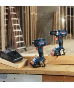 Factory Reconditioned Bosch GXL18V-238B25-RT 18V Compact Tough Connected-Ready EC Brushless Lithium-Ion 1/2 In. Cordless Drill Driver / 1/4 In. Hex Impact Driver Combo Kit With 2 Batteries (4 Ah) -Bosch shop bshrgxl18v 238b25 rt e