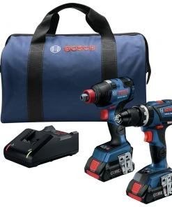 Factory Reconditioned Bosch GXL18V-251B25-RT 18V Lithium-Ion Brushless Freak 1/4 In. And 1/2 In. 2-in-1 Bit/Socket Impact Driver / 1/2 In. Hammer Drill Driver Combo Kit (4 Ah)